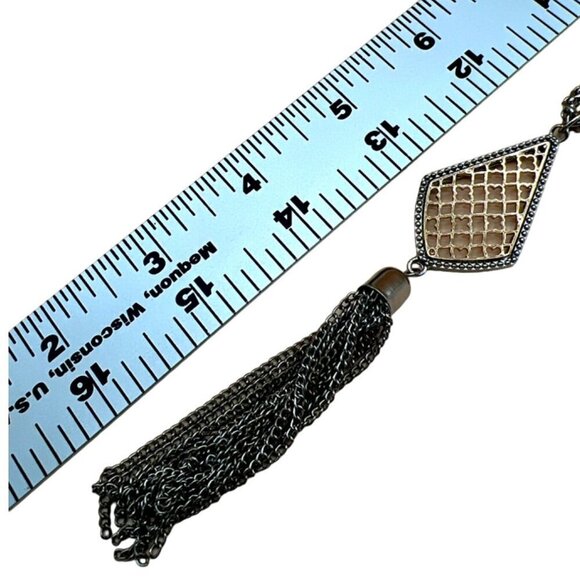 Vintage-Inspired Silver-Tone Necklace With Tassel Pendant.  N35 - Picture 11 of 11